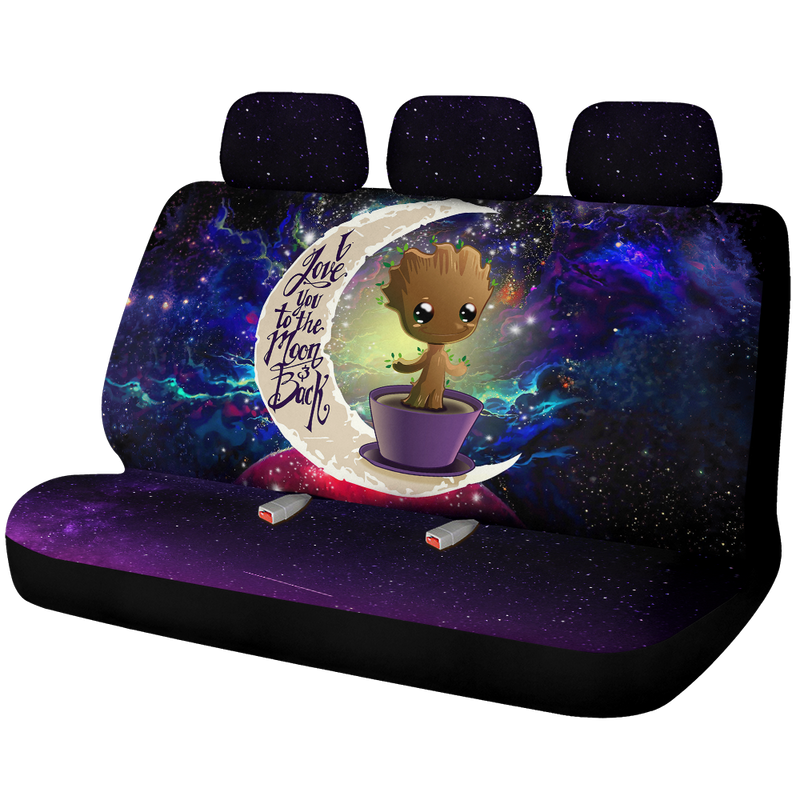 Baby Groot Love You To The Moon Galaxy Premium Custom Car Back Seat Covers Decor Protectors Nearkii