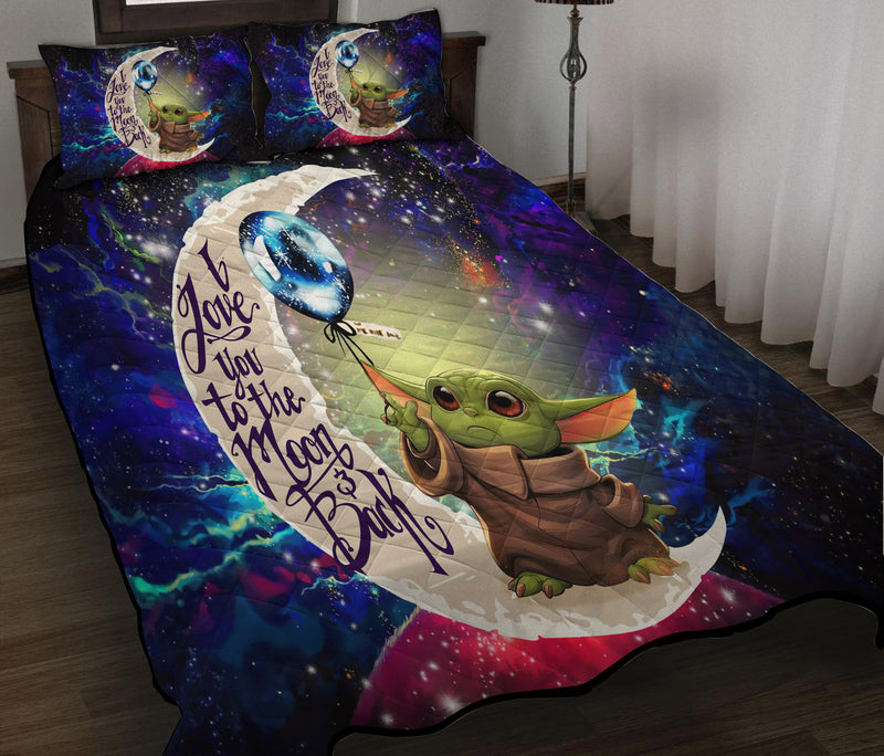 Baby Yoda Love You To The Moon Galaxy Quilt Bed Sets Nearkii