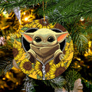 Baby Yoda Sunflower Zipper Mica Circle Ornament Perfect Gift For Holiday Nearkii