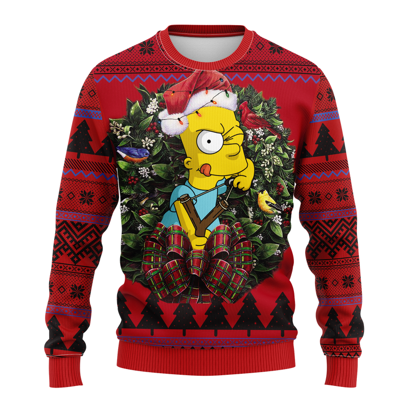 Bart Simpson Playing Noel Mc Ugly Christmas Sweater Thanksgiving Gift Nearkii