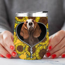 Basset Hound Sunflower Zipper Wine Tumbler Nearkii
