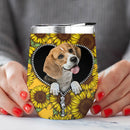 Beagle Sunflower Zipper Wine Tumbler Nearkii