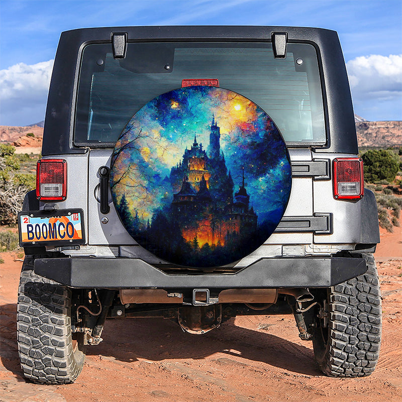 Beautiful Landscape Castle Painting Jeep Car Spare Tire Covers Gift For Campers