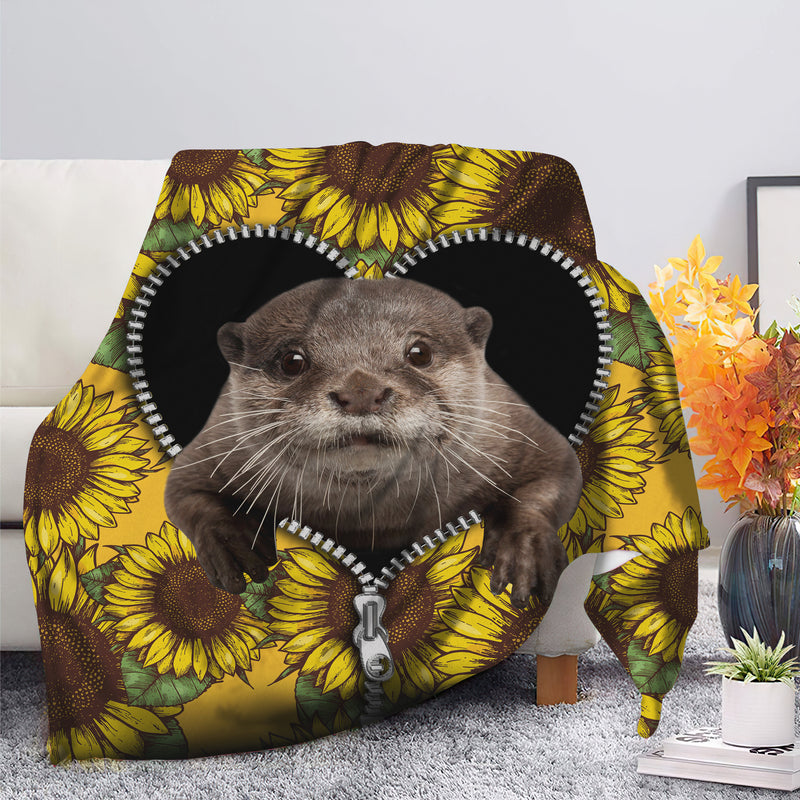 Beaver Sunflower Zipper Premium Blanket Nearkii