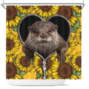 Beaver Sunflower Zipper Shower Curtain Nearkii