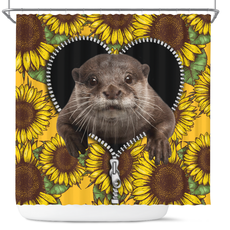 Beaver Sunflower Zipper Shower Curtain Nearkii