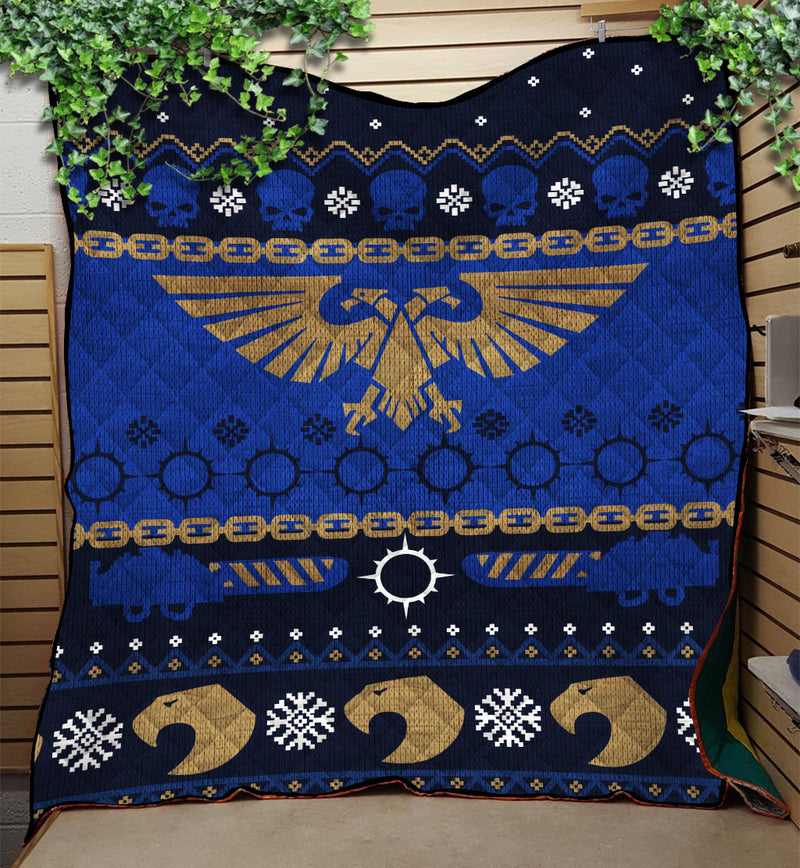 Warhammer 40k Blue Christmas Premium Quilt Blanket Nearkii