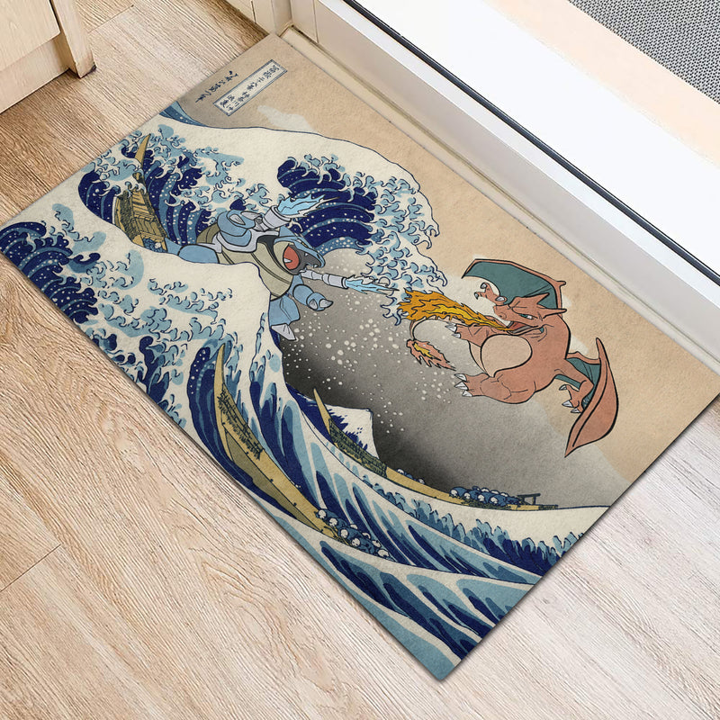 Blastoise Charizard The Great Wave Japan Pokemon Doormat Home Decor