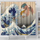 Blastoise Charizard The Great Wave Japan Shower Curtain