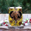 Brown Dachshund Sunflower Zipper Wine Tumbler Nearkii