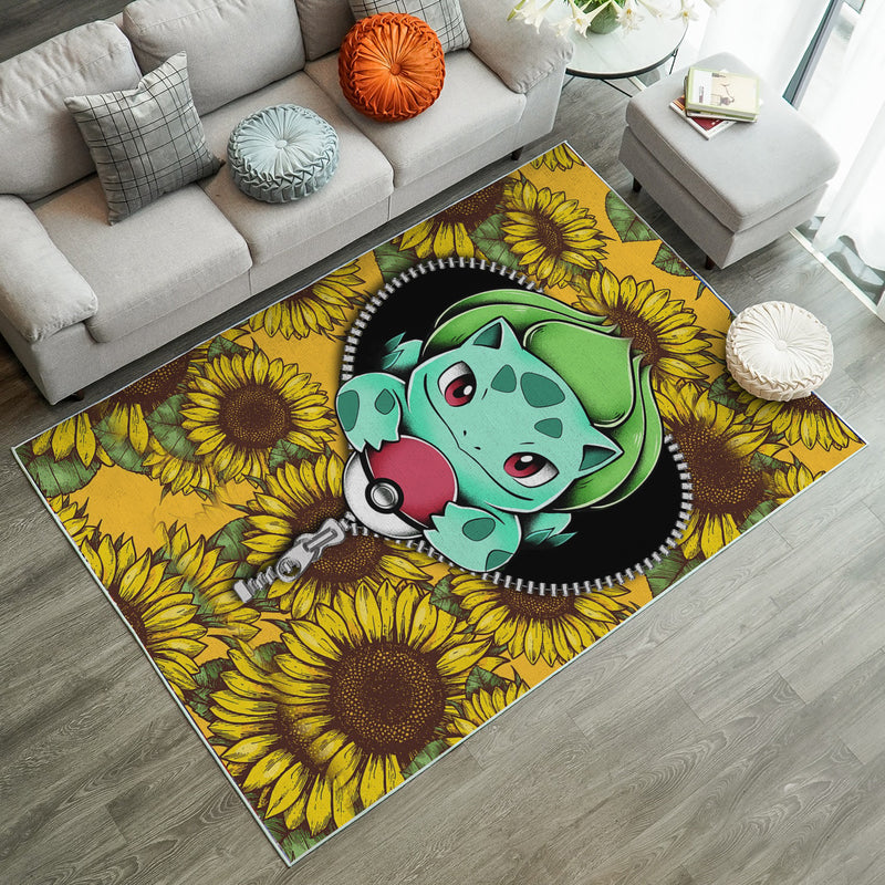 Bulbapedia Pokemon Sunflower Zipper Rug Carpet Rug Home Room Decor Nearkii