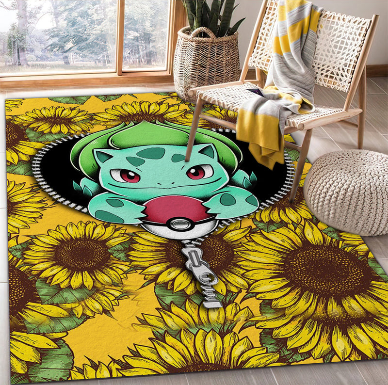 Bulbapedia Pokemon Sunflower Zipper Rug Carpet Rug Home Room Decor Nearkii
