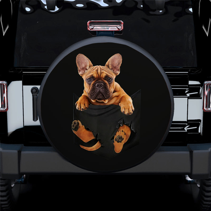Bull Dog Puppy Hanging Cute Jeep Car Spare Tire Covers Gift For Campers Nearkii