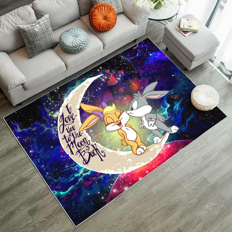Bunny Couple Love You To The Moon Galaxy Rug Carpet Rug Home Room Decor Nearkii