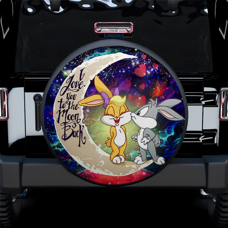 Bunny Couple Love You To The Moon Galaxy Car Spare Tire Covers Gift For Campers Nearkii
