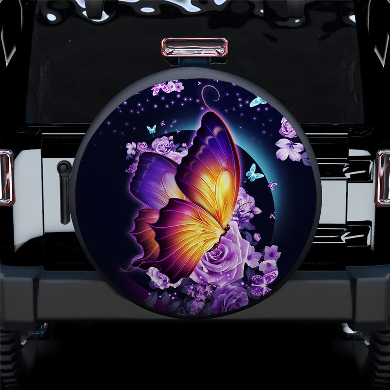 Butterfly Purple Flower Spare Tire Covers Gift For Campers Nearkii