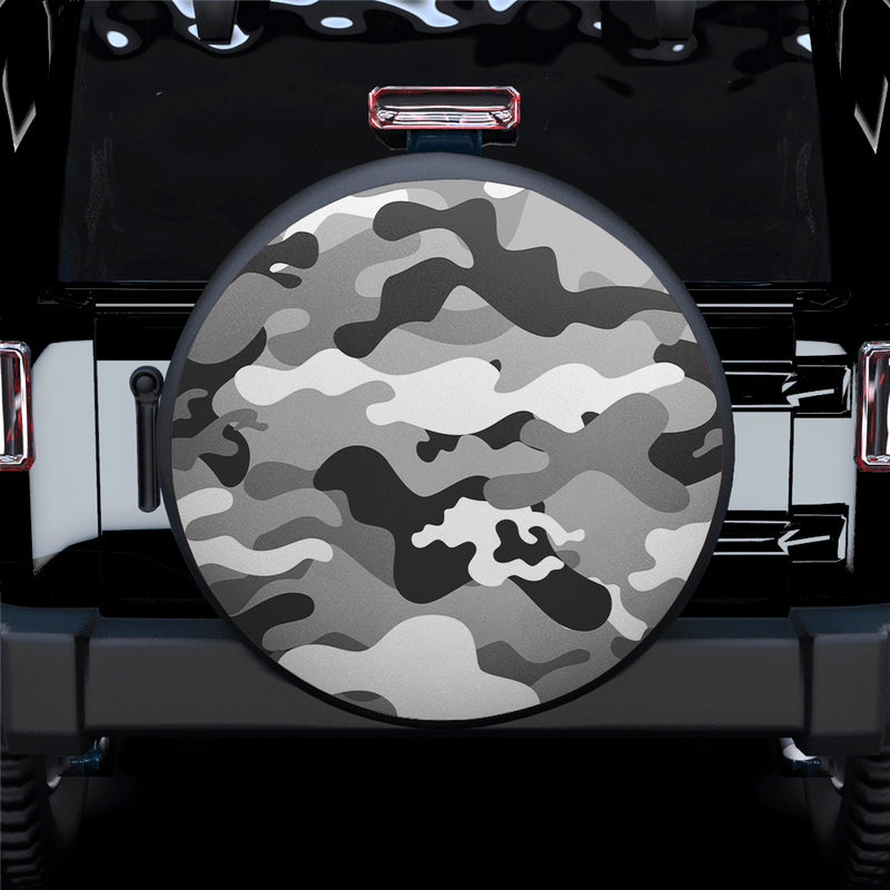 Camouflage US Army Bright Black And White Print Texture Car Spare Tire Covers Gift For Campers Nearkii
