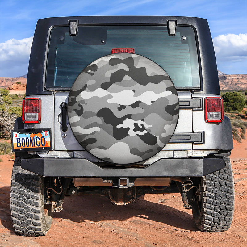 Camouflage US Army Bright Black And White Print Texture Car Spare Tire Covers Gift For Campers Nearkii