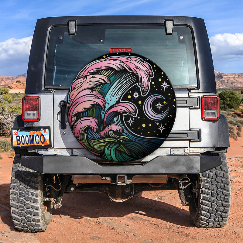 Camping Night Hippie Vintage Art Jeep Car Spare Tire Cover Gift For Campers Nearkii