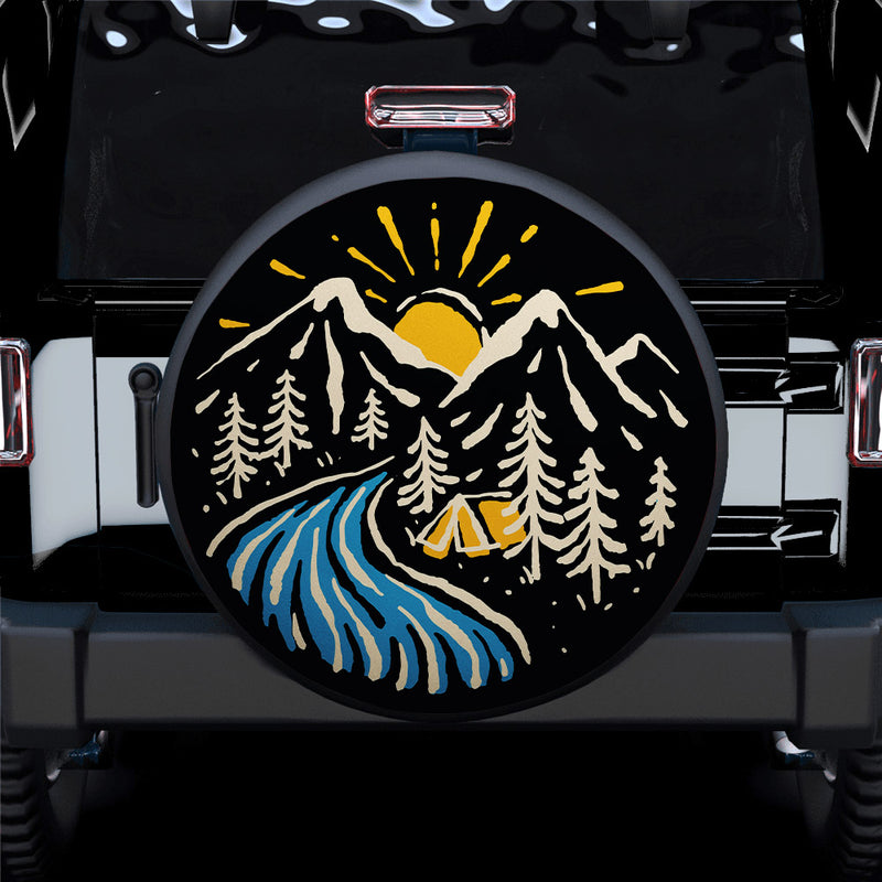 Camping Site Mountain Vibes Car Spare Tire Cover Gift For Campers Nearkii