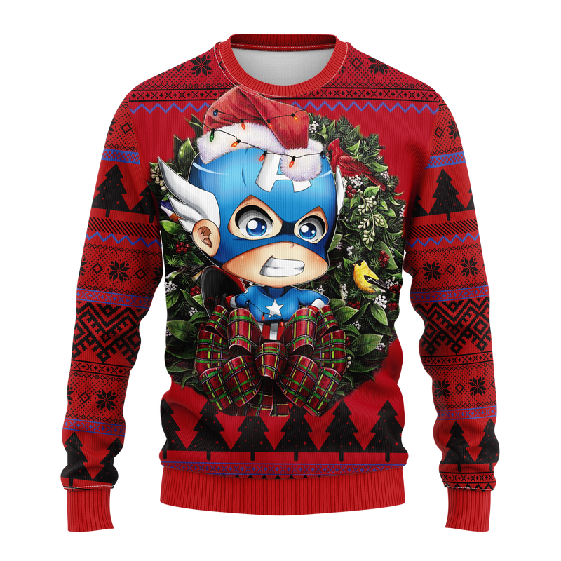 Captain America Cute Noel Mc Ugly Christmas Sweater Thanksgiving Gift Nearkii