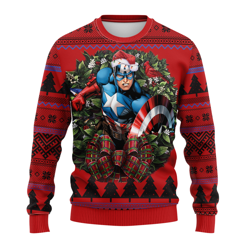 Captain America Noel Mc Ugly Christmas Sweater Thanksgiving Gift Nearkii