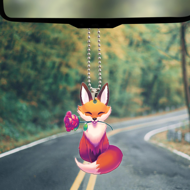 Fox Roses Car Ornament Custom Car Accessories Decorations