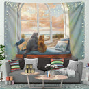 Cats Beside Window Tapestry Room Decor Nearkii