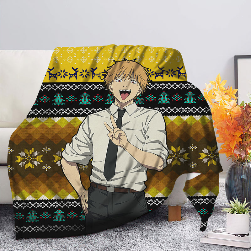 Chainsaw Man Denji Christmas Premium Blanket Nearkii