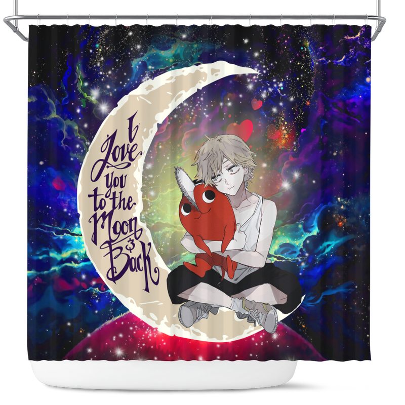 Chainsaw Man Love You To The Moon Galaxy Shower Curtain Nearkii