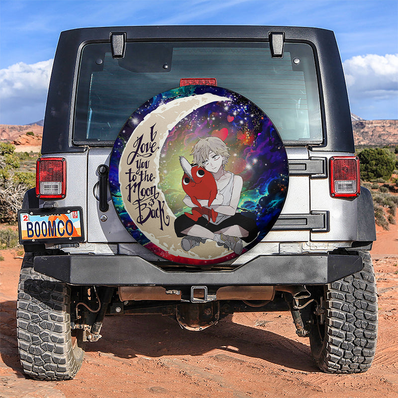 Chainsaw Man Love You To The Moon Galaxy Car Spare Tire Covers Gift For Campers Nearkii