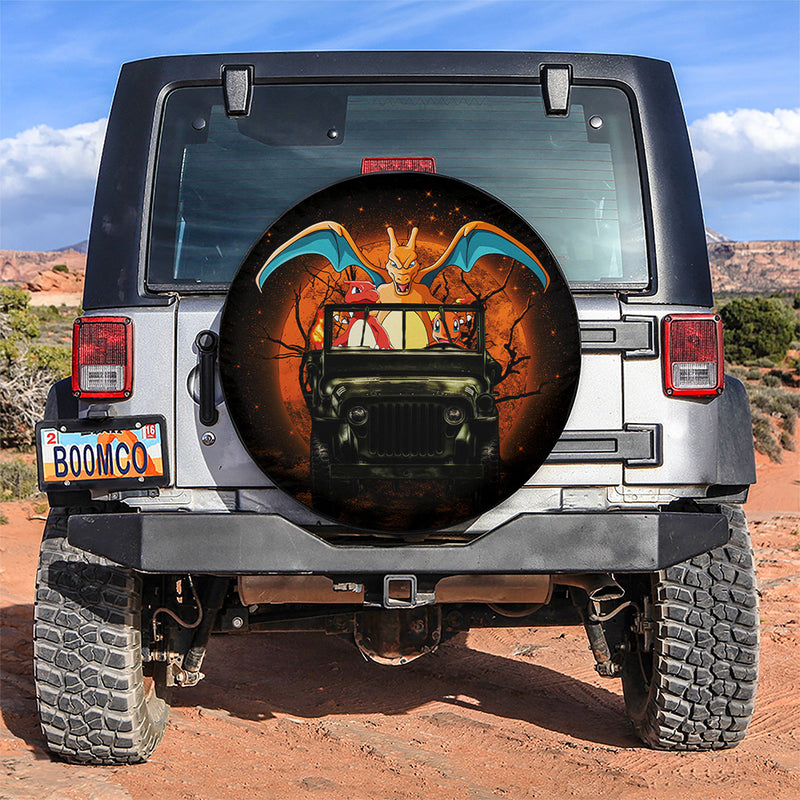 Charizard Charmender Pokemon Ride Jeep Moonlight Halloween Funny Car Spare Tire Covers Gift For Campers Nearkii