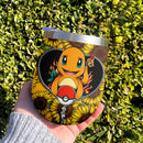 Charmander Sunflower Zipper Wine Tumbler Nearkii