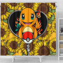 Charmander Sunflower Zipper Shower Curtain