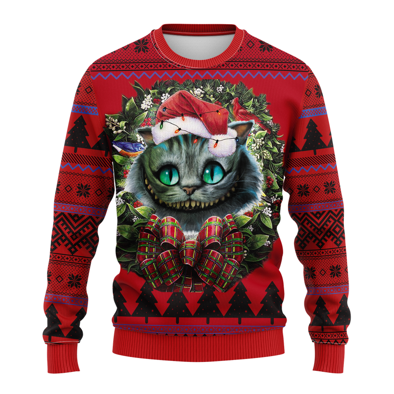 Cheshire Cat Alice In Wonderland Noel Mc Ugly Christmas Sweater Thanksgiving Gift Nearkii