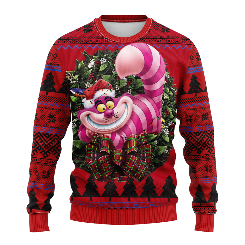 Cheshire Cat Alice In Wonderland 2 Noel Mc Ugly Christmas Sweater Thanksgiving Gift Nearkii