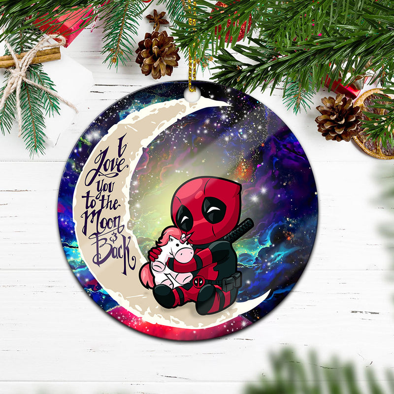 Chibi Deadpool Unicorn Toy Love You To The Moon Galaxy Mica Circle Ornament Perfect Gift For Holiday Nearkii