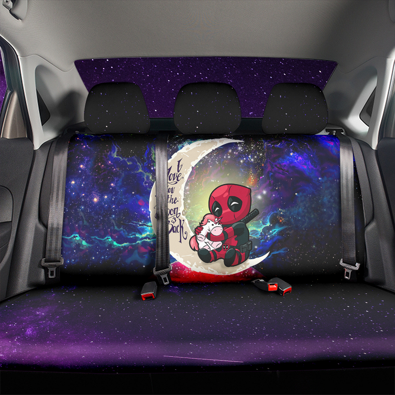 Chibi Deadpool Unicorn Toy Love You To The Moon Galaxy Premium Custom Car Back Seat Covers Decor Protectors Nearkii