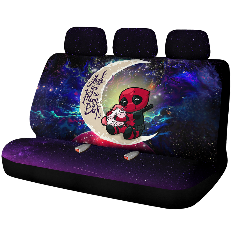 Chibi Deadpool Unicorn Toy Love You To The Moon Galaxy Premium Custom Car Back Seat Covers Decor Protectors Nearkii