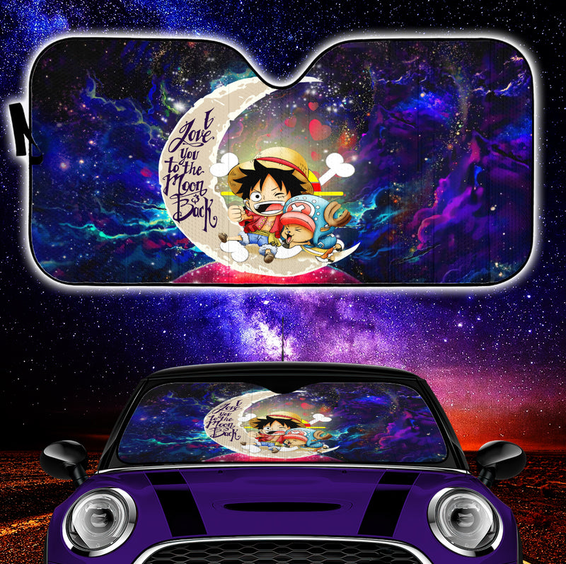 Chibi Luffy And Chopper One Piece Anime Love You To The Moon Galaxy Car Auto Sunshades Nearkii