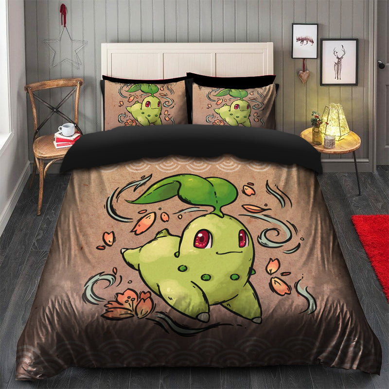 Chikorita Pokemon Bedding Set Duvet Cover And 2 Pillowcases Nearkii