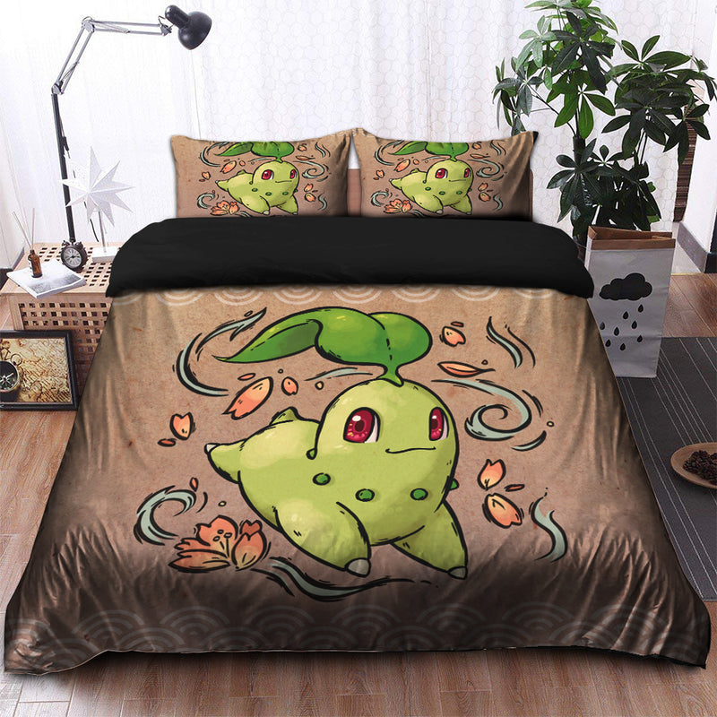 Chikorita Pokemon Bedding Set Duvet Cover And 2 Pillowcases Nearkii