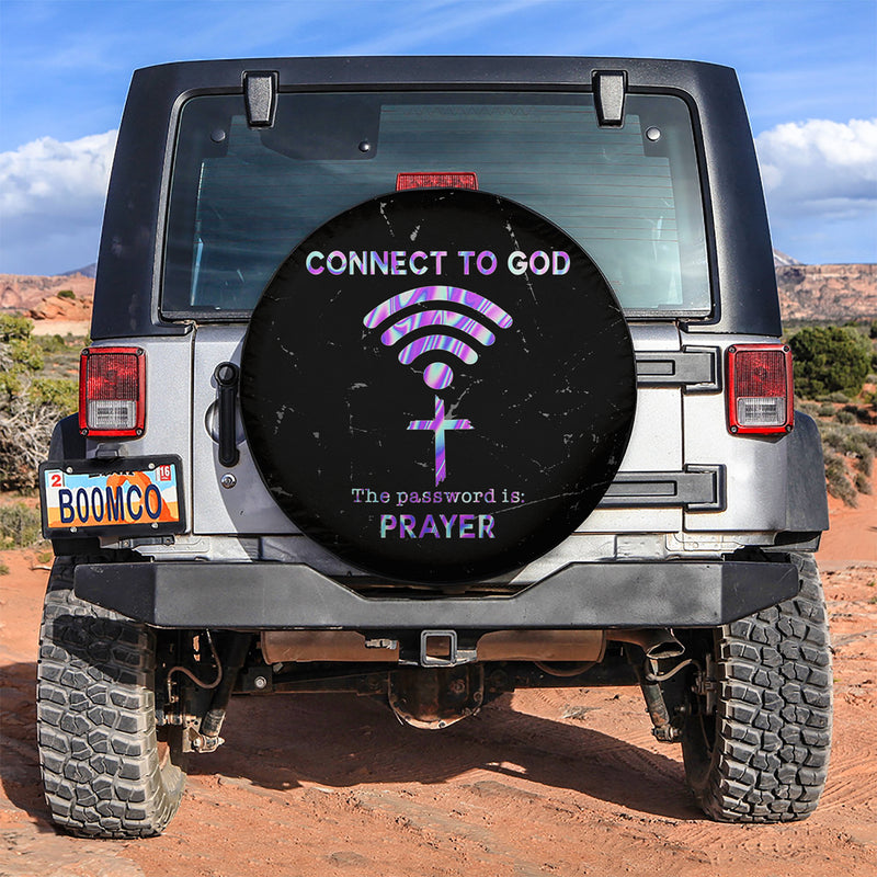 Connected To God-Password Prayer Jeep Car Spare Tire Cover Gift For Campers Nearkii