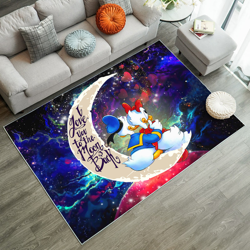 Couple Cute Duck Couple Love You To The Moon Galaxy Rug Carpet Rug Home Room Decor Nearkii