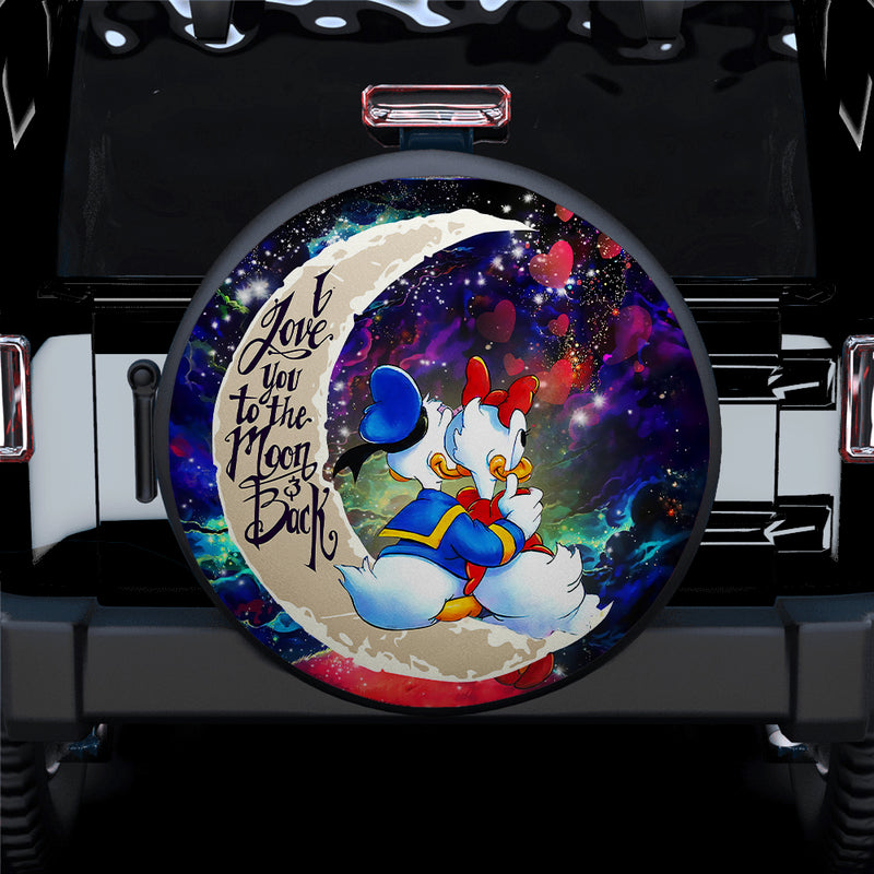 Couple Cute Duck Couple Love You To The Moon Galaxy Car Spare Tire Covers Gift For Campers Nearkii