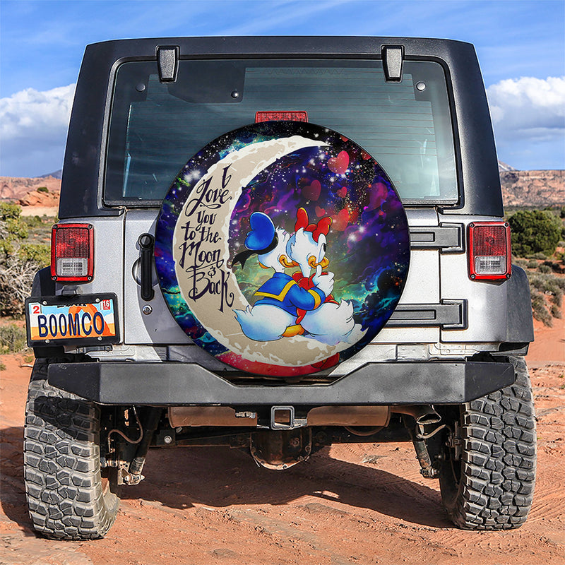 Couple Cute Duck Couple Love You To The Moon Galaxy Car Spare Tire Covers Gift For Campers Nearkii