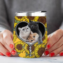 Cute Cats Sunflower Zipper Wine Tumbler Nearkii