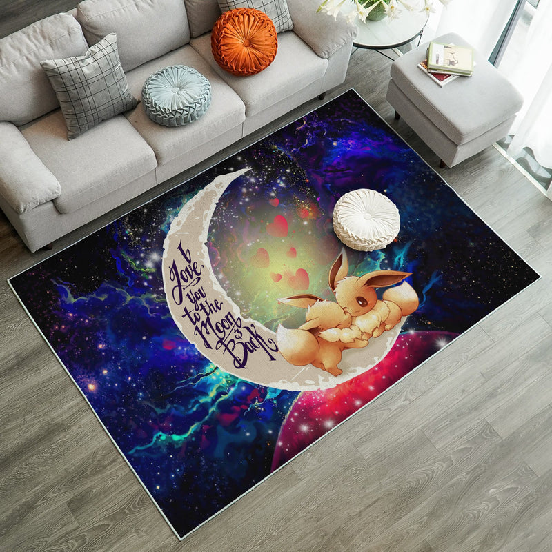 Cute Eevee Pokemon Couple Love You To The Moon Galaxy Carpet Rug Home Room Decor Nearkii