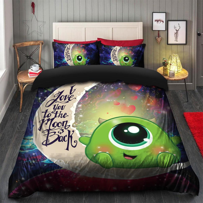Cute Mike Monster Inc Love You To The Moon Galaxy Bedding Set Duvet Cover And 2 Pillowcases Nearkii