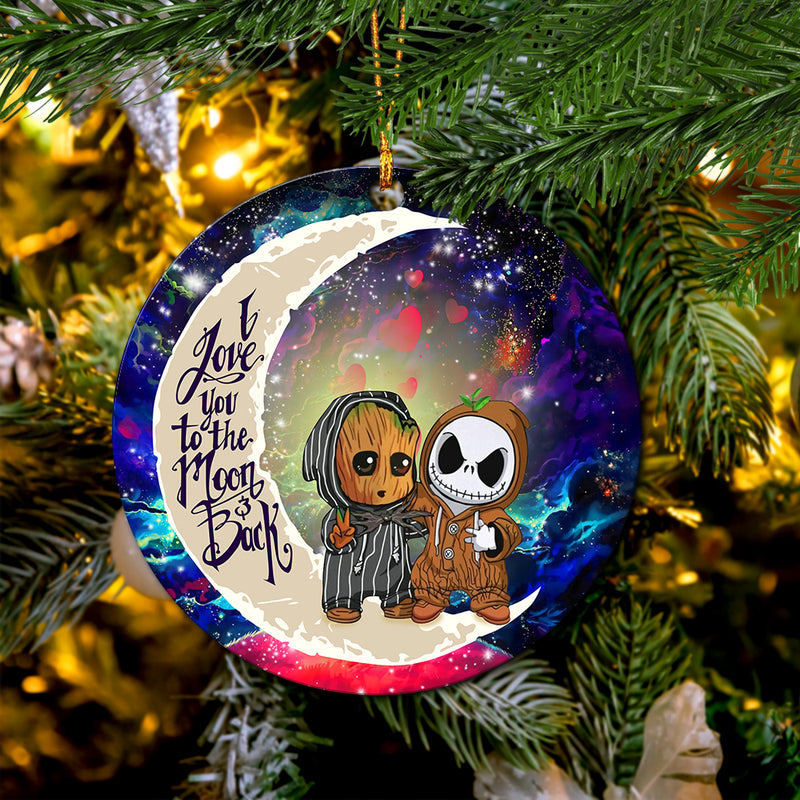 Cute Baby Groot And Jack Nightmare Before Christmas Love You To The Moon Galaxy Mica Circle Ornament Perfect Gift For Holiday Nearkii